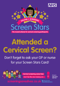 Cervical screening Screen Stars reminder poster